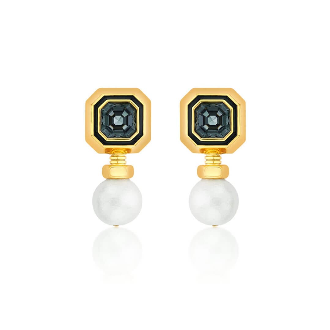Ocasio-Cortez Grey Crystal Earrings - Isharya | Modern Indian Jewelry