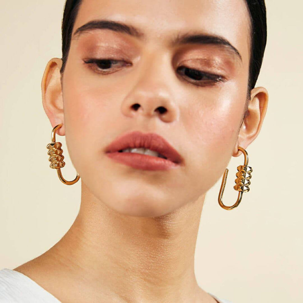 Personalizable Bead Hoop Earrings - Isharya | Modern Indian Jewelry