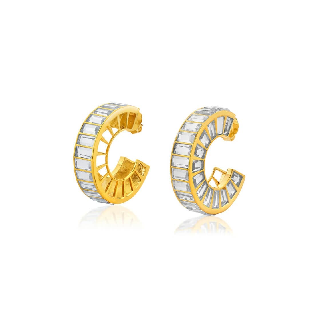 Prism Mirror Front Hoop Earring - Isharya | Modern Indian Jewelry