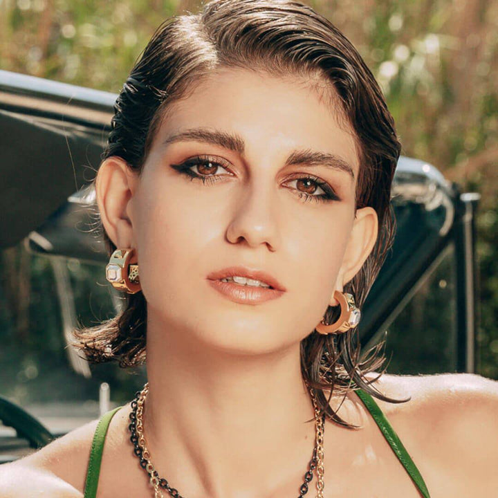 Roosevelt White Abalone Earrings - Isharya | Modern Indian Jewelry