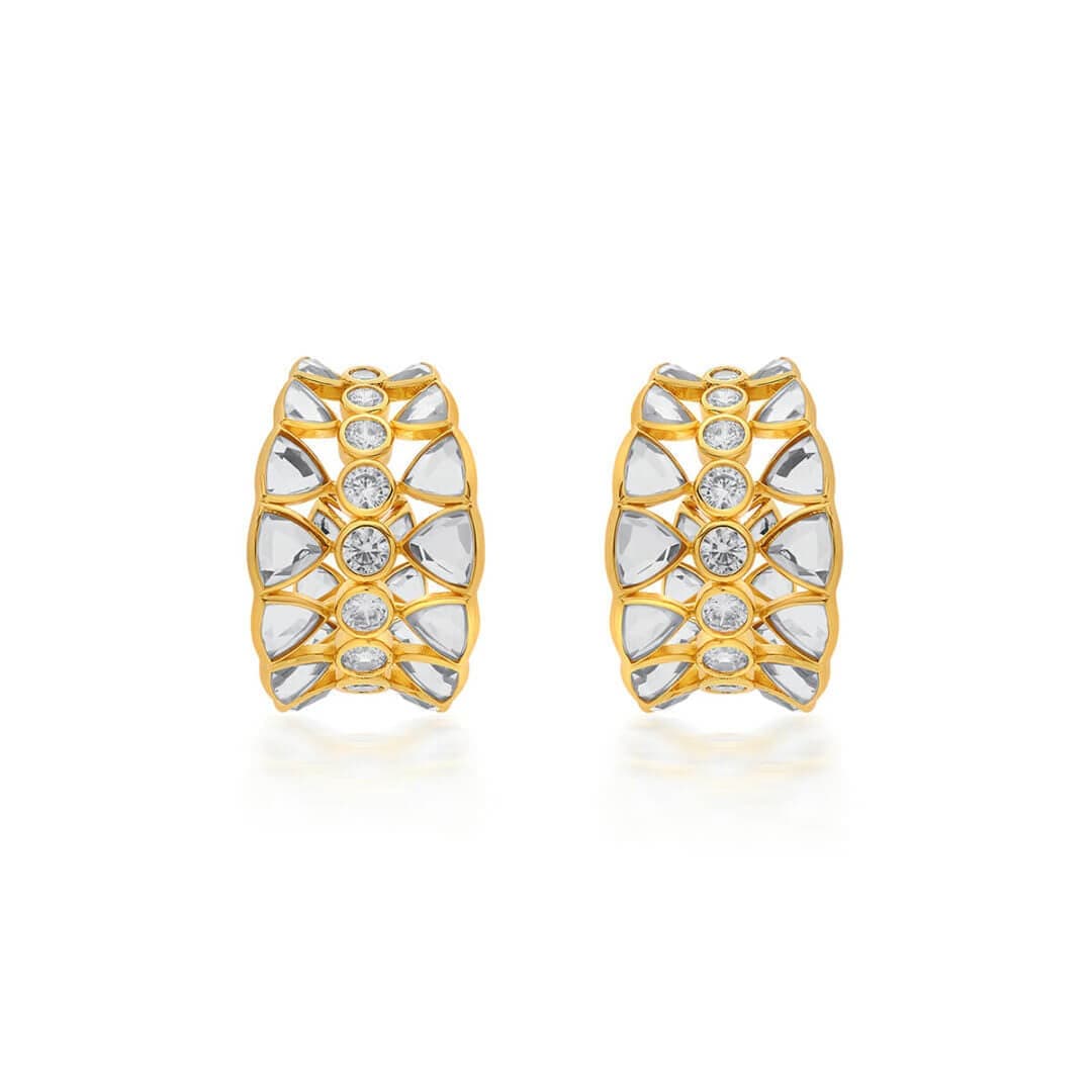 Ruhaaniyat CZ & Mirror Hoop Earrings - Isharya | Modern Indian Jewelry
