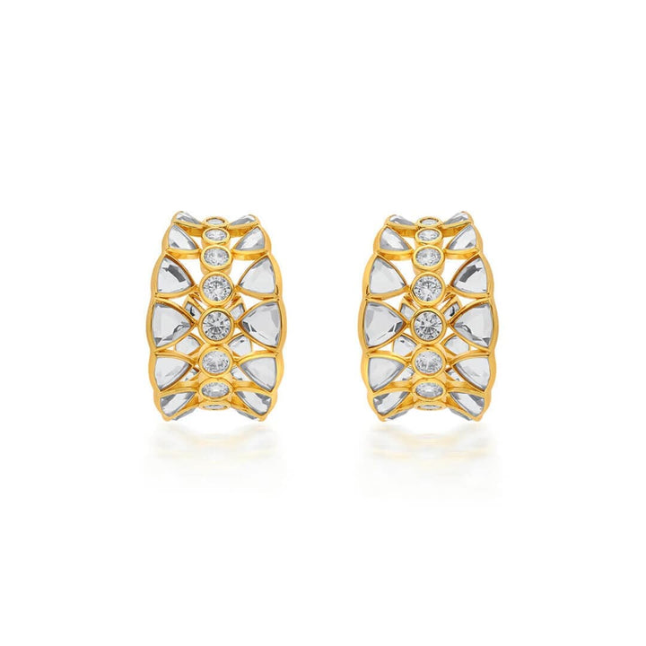 Ruhaaniyat CZ & Mirror Hoop Earrings - Isharya | Modern Indian Jewelry
