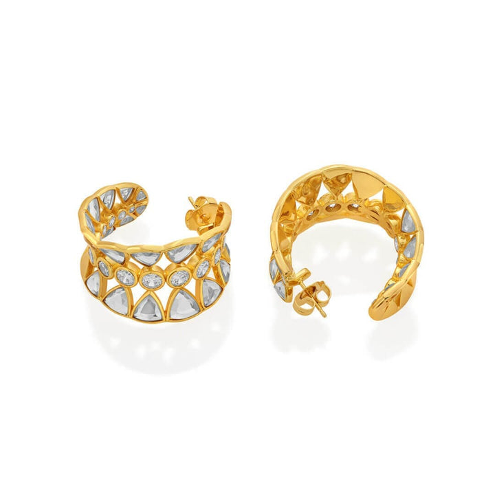 Ruhaaniyat CZ & Mirror Hoop Earrings - Isharya | Modern Indian Jewelry