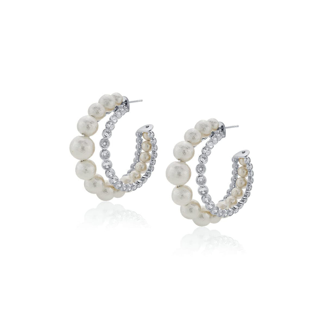 Crystal Pearl Hoop Earrings - Isharya | Modern Indian Jewelry