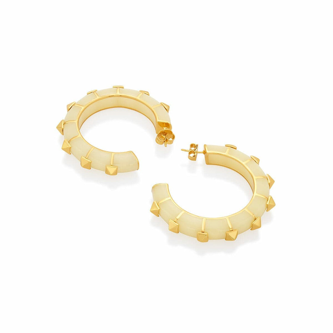 Walker White Resin Hoop Earrings - Isharya | Modern Indian Jewelry