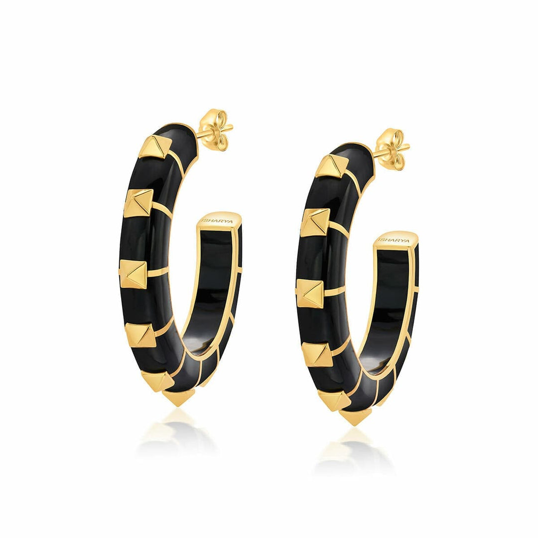 Walters Black Resin Hoop Earrings - Isharya | Modern Indian Jewelry