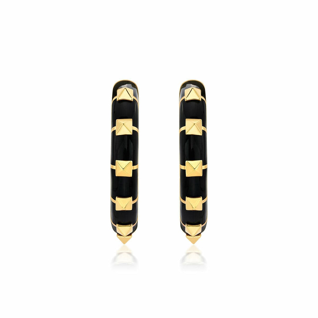 Walters Black Resin Hoop Earrings - Isharya | Modern Indian Jewelry