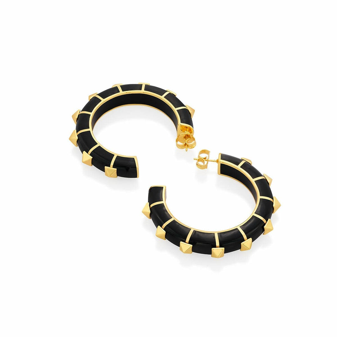 Walters Black Resin Hoop Earrings - Isharya | Modern Indian Jewelry