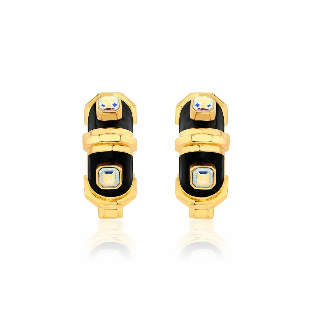 Ardern Pentagon Emerald & Amethyst Hoop - Isharya | Modern Indian Jewelry