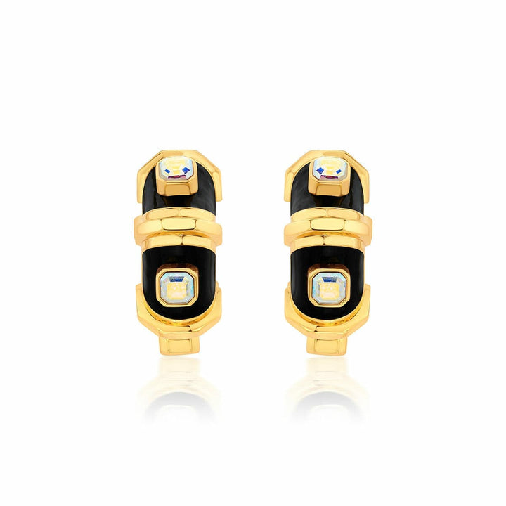 Ardern Pentagon Emerald & Amethyst Hoop - Isharya | Modern Indian Jewelry