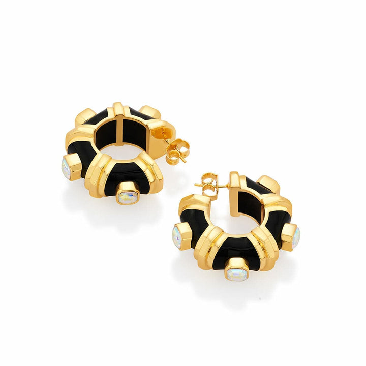 Ardern Pentagon Emerald & Amethyst Hoop - Isharya | Modern Indian Jewelry