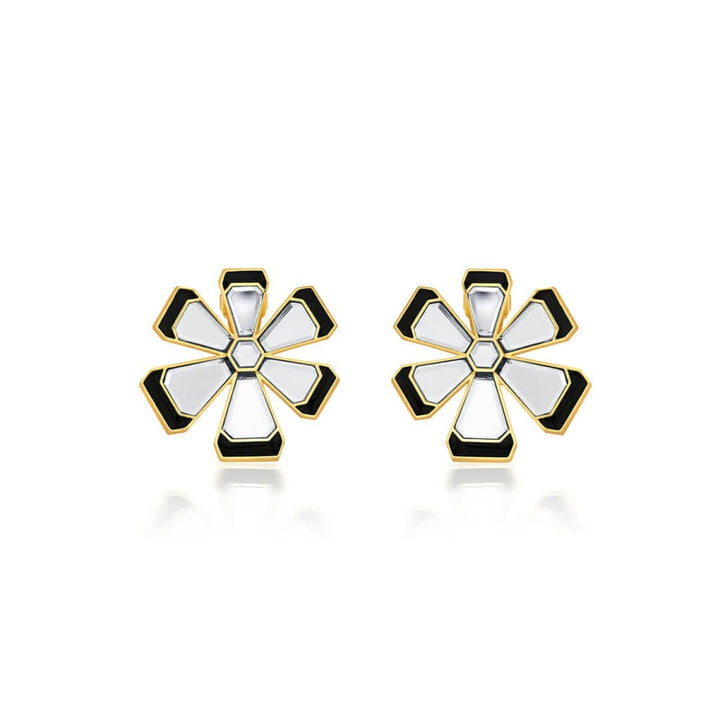 Ayaana Mirror Enamel Floral Stud - Isharya | Modern Indian Jewelry