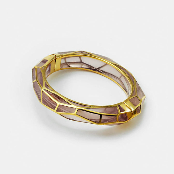 Blush Pink Louvre Hinge Resin Bangle - Isharya | Modern Indian Jewelry