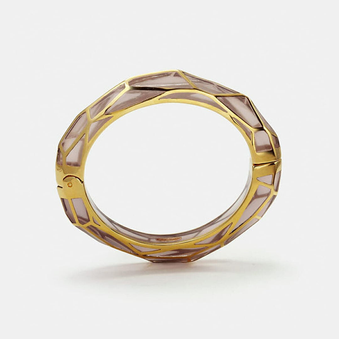 Blush Pink Louvre Hinge Resin Bangle - Isharya | Modern Indian Jewelry