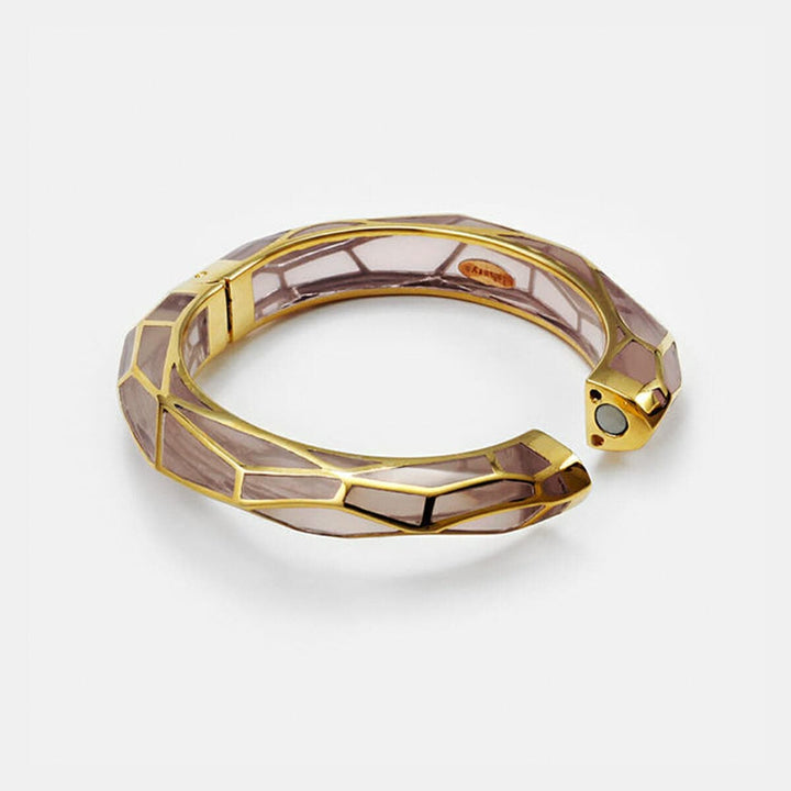 Blush Pink Louvre Hinge Resin Bangle - Isharya | Modern Indian Jewelry