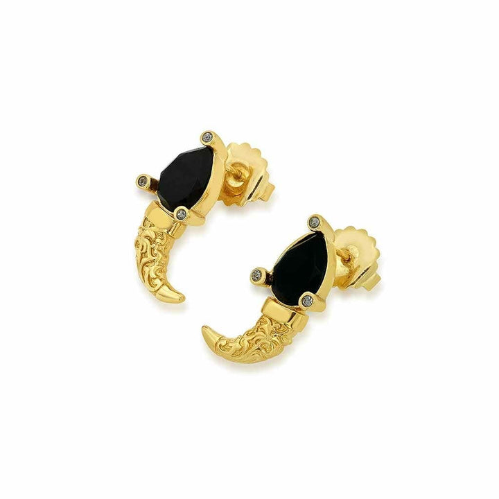 Borderless Filigree Black Onyx Earclips - Isharya | Modern Indian Jewelry