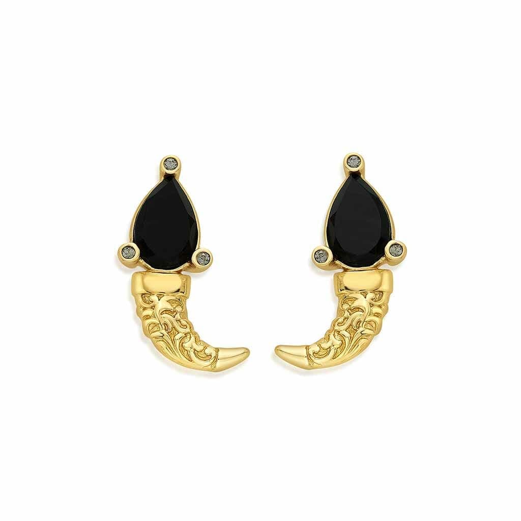 Borderless Filigree Black Onyx Earclips - Isharya | Modern Indian Jewelry