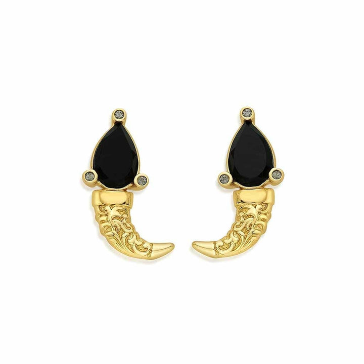 Borderless Filigree Black Onyx Earclips - Isharya | Modern Indian Jewelry