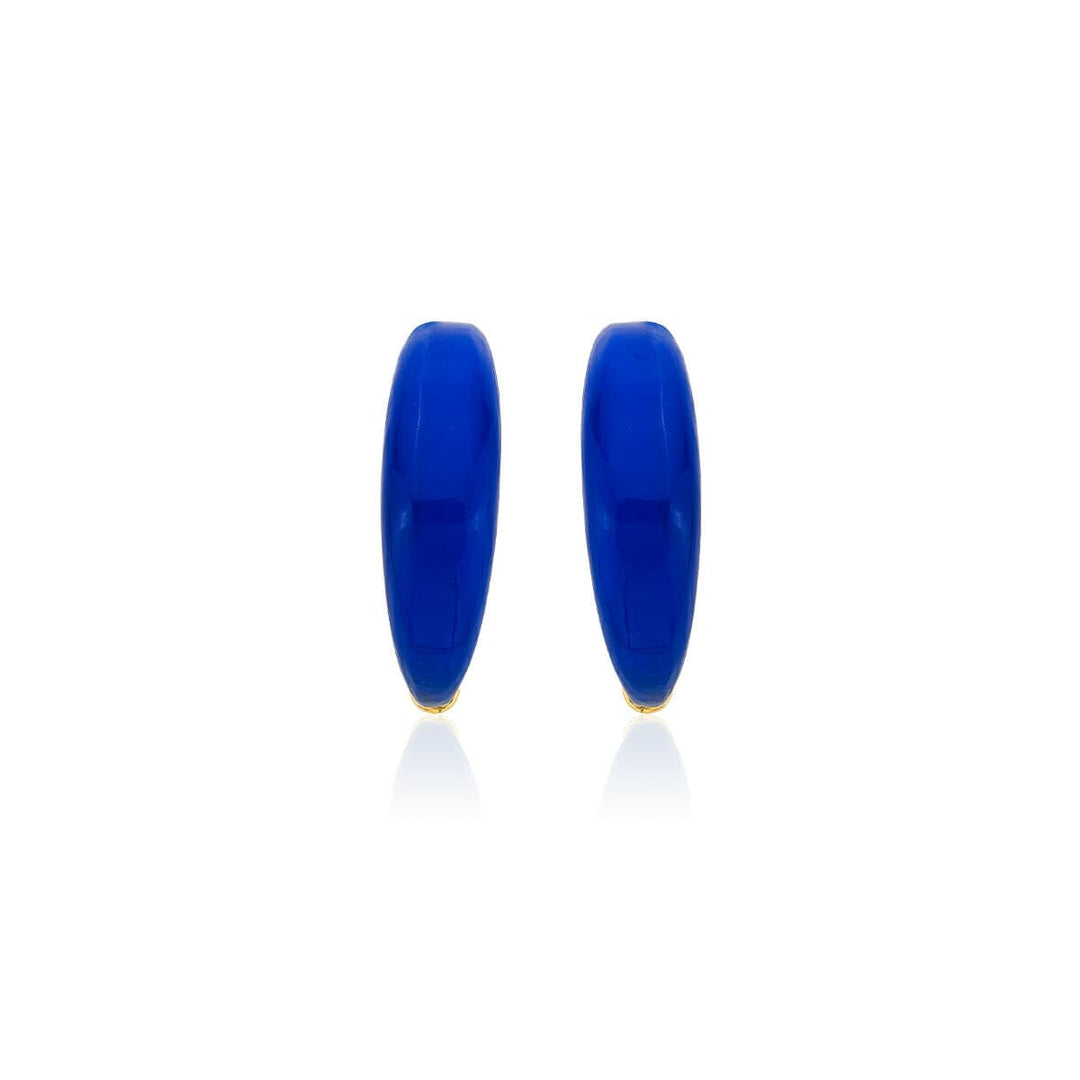 Carved Half Hoop with Blue Stone - Isharya | Modern Indian Jewelry