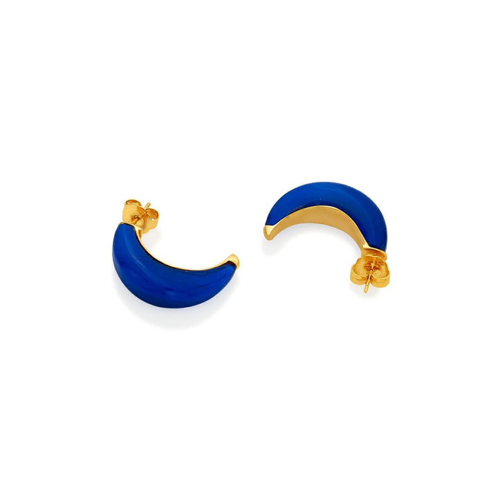 Carved Half Hoop with Blue Stone - Isharya | Modern Indian Jewelry