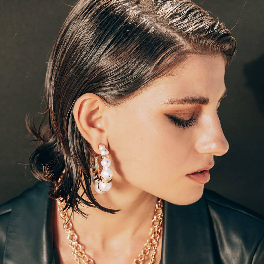 Cindy Pearl Hoops - Isharya | Modern Indian Jewelry