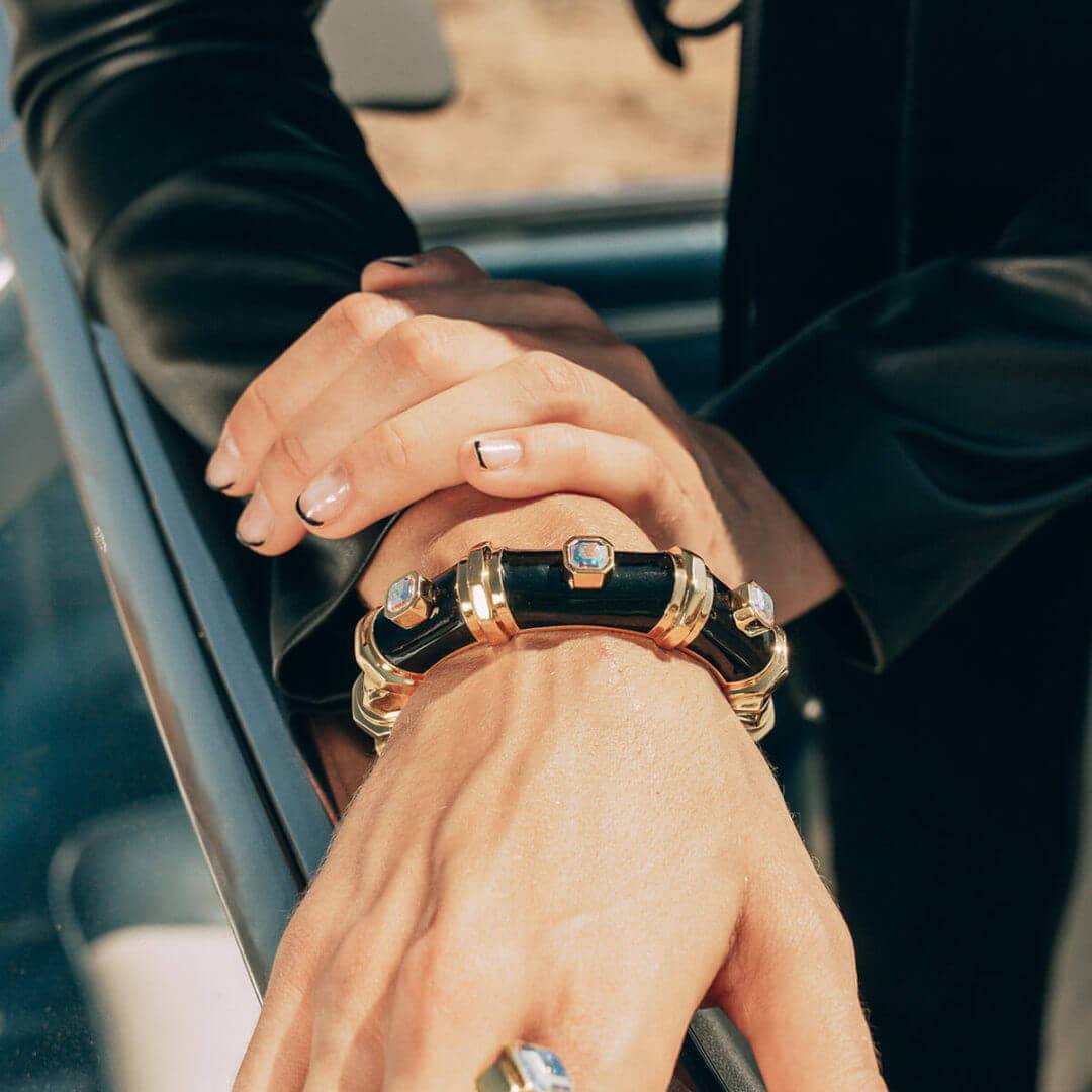 DVF Black Resin Bangle - Isharya | Modern Indian Jewelry