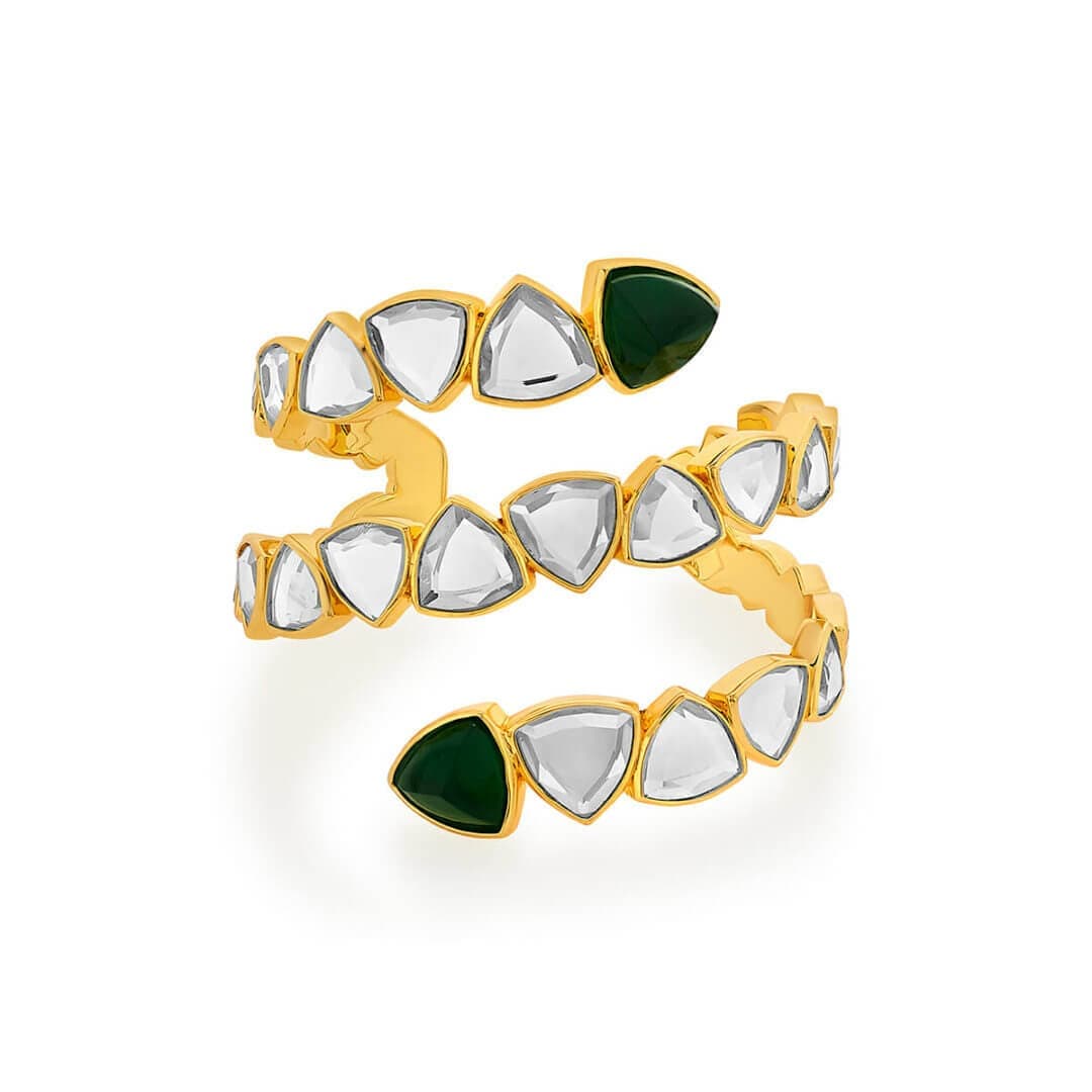 Inayat Green Hyrdo & Mirror Statement Cuff - Isharya | Modern Indian Jewelry