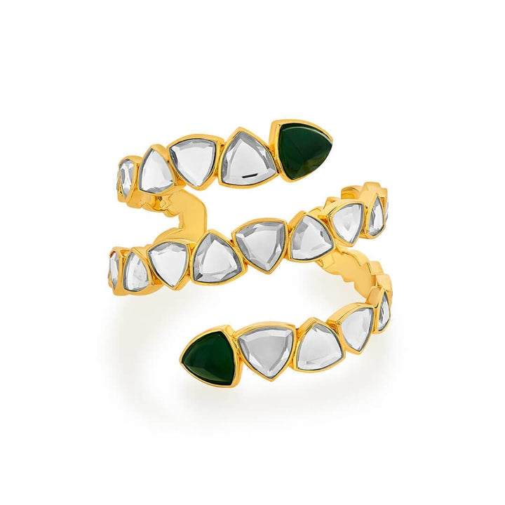 Inayat Green Hyrdo & Mirror Statement Cuff - Isharya | Modern Indian Jewelry