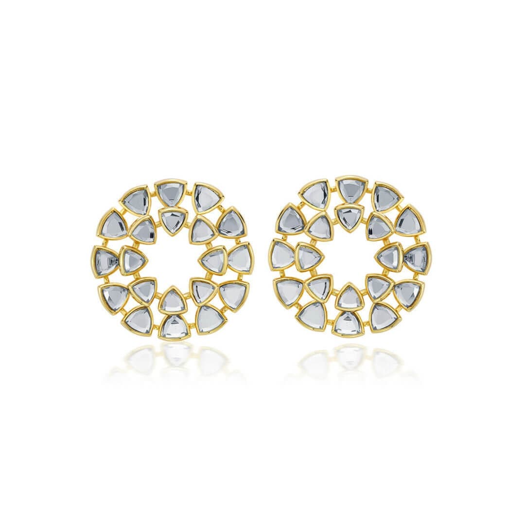 Jugni Dazzling Mirror Studs - Isharya | Modern Indian Jewelry