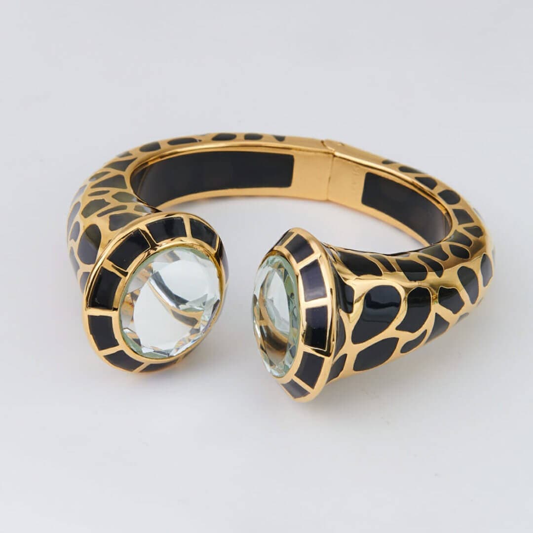La Conchita Statement Hinge Cuff in Black - Isharya | Modern Indian Jewelry