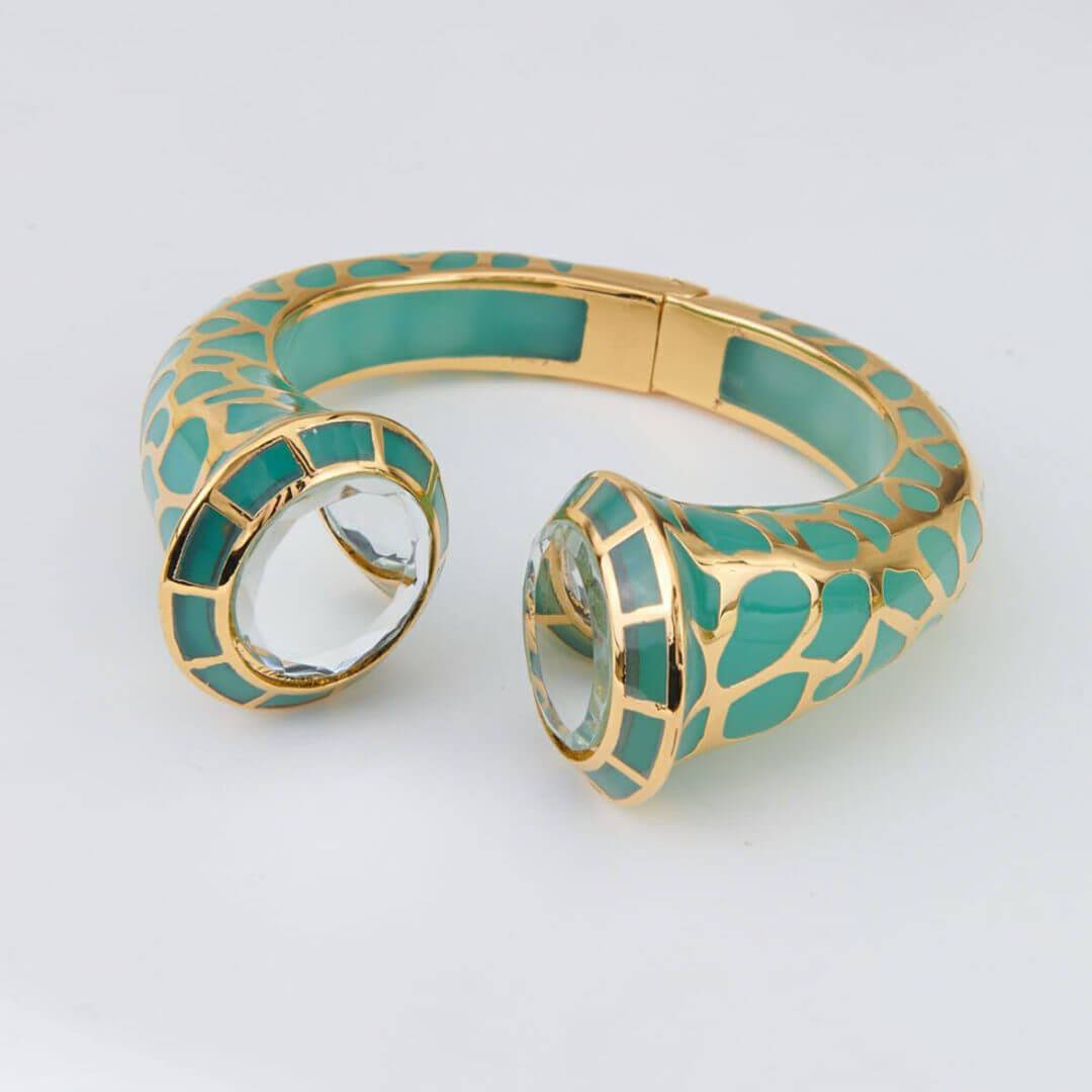 La Conchita Statement Hinge Cuff in Turquoise - Isharya | Modern Indian Jewelry