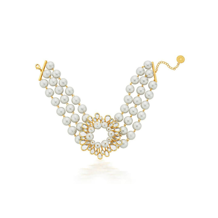 Limelight Mirror & Pearl Adjustable Lariat - Isharya | Modern Indian Jewelry