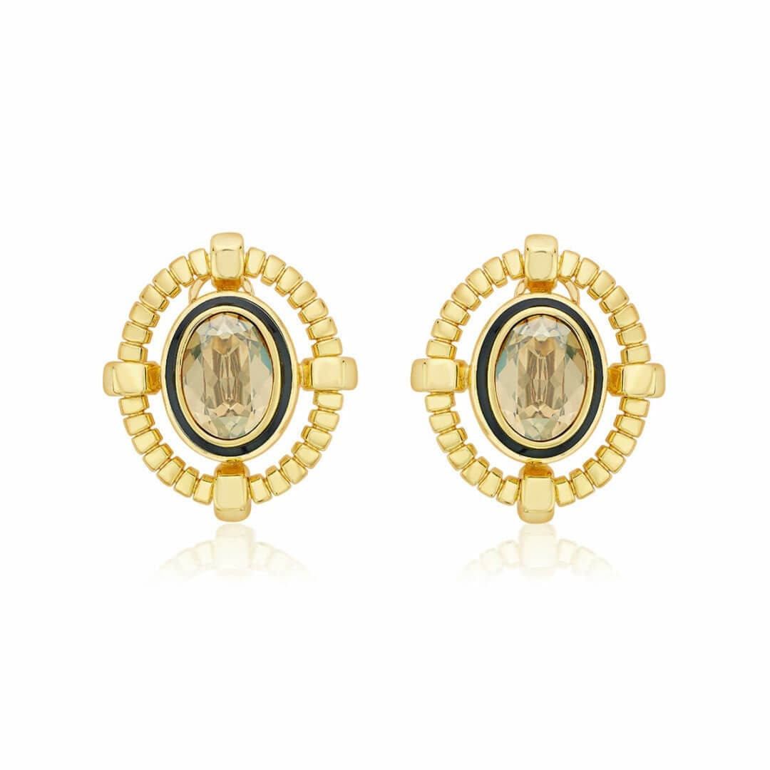 Malala Golden Shadow Crystal Studs - Isharya | Modern Indian Jewelry