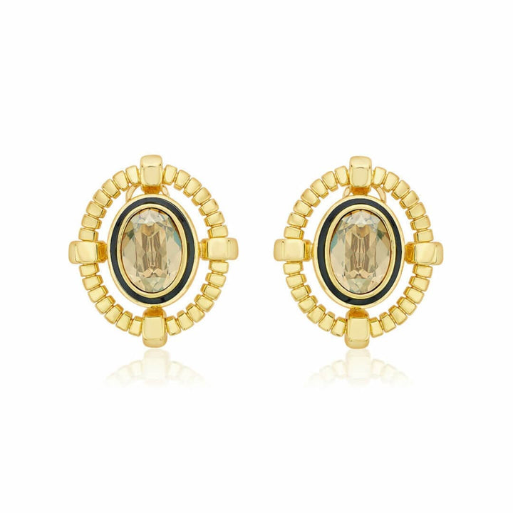Malala Golden Shadow Crystal Studs - Isharya | Modern Indian Jewelry