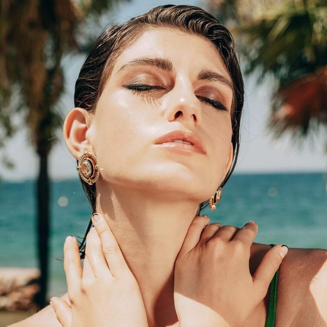Malala Golden Shadow Crystal Studs - Isharya | Modern Indian Jewelry