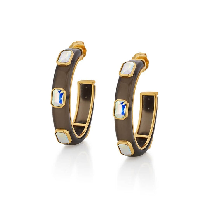 Meraki Black Enamel Resin Hoops - Isharya | Modern Indian Jewelry