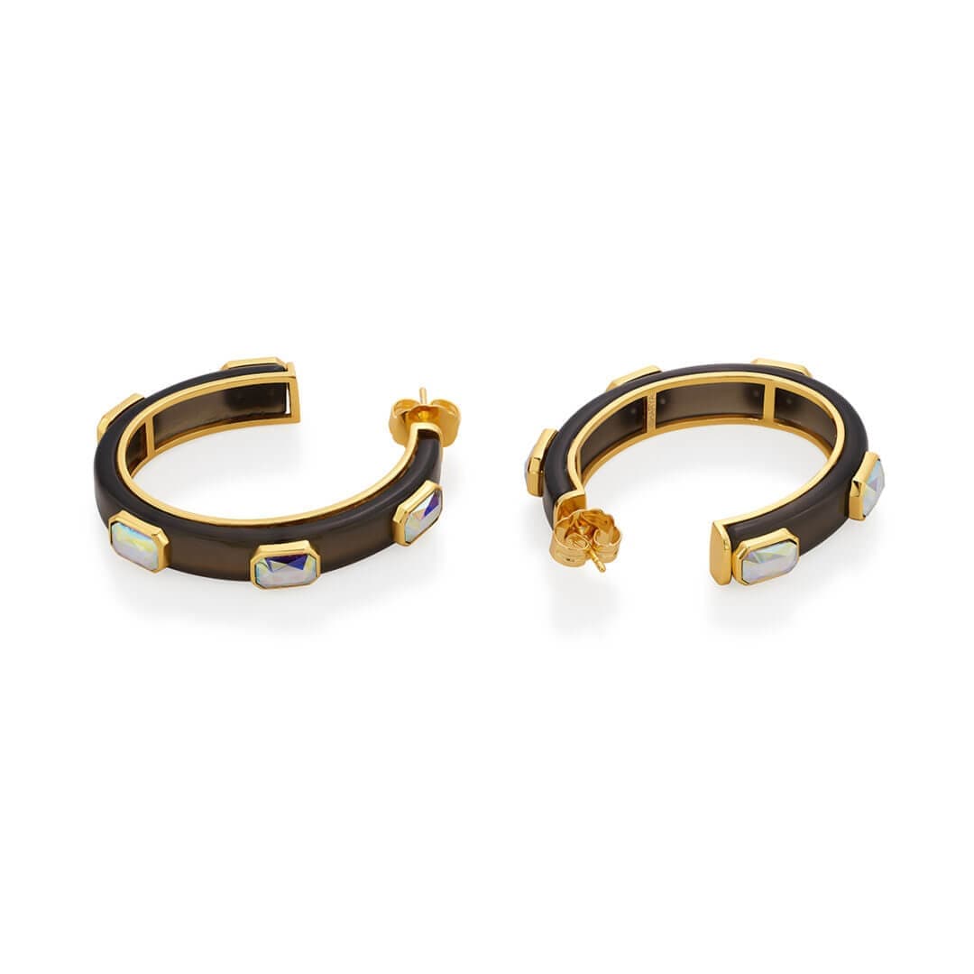 Meraki Black Enamel Resin Hoops - Isharya | Modern Indian Jewelry