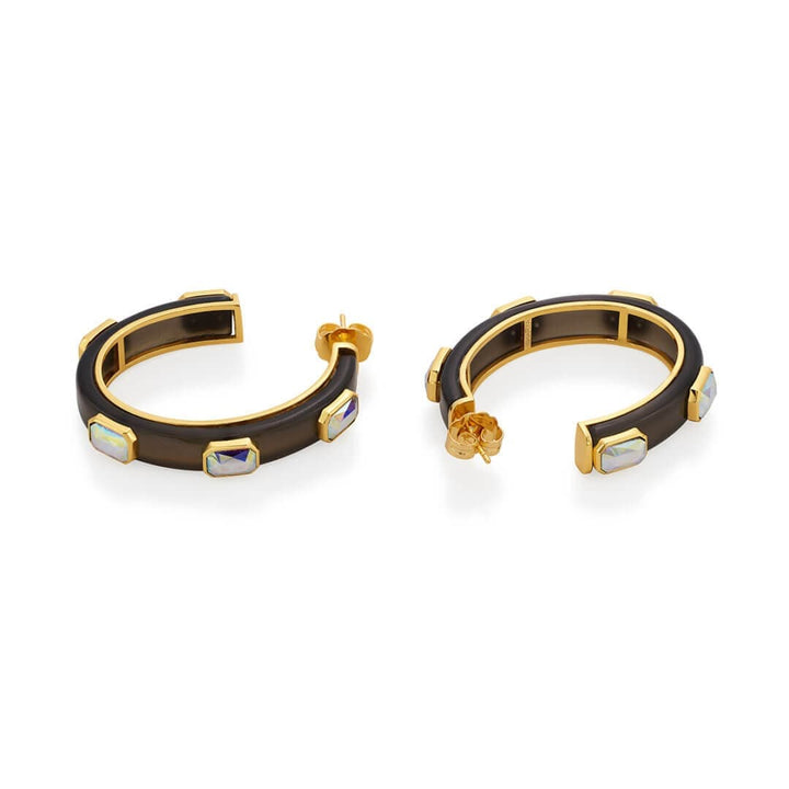 Meraki Black Enamel Resin Hoops - Isharya | Modern Indian Jewelry