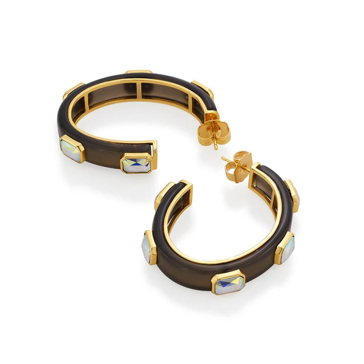 Meraki Black Enamel Resin Hoops - Isharya | Modern Indian Jewelry