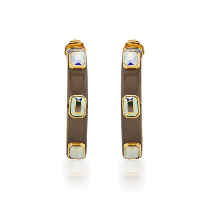 Meraki Black Enamel Resin Hoops - Isharya | Modern Indian Jewelry