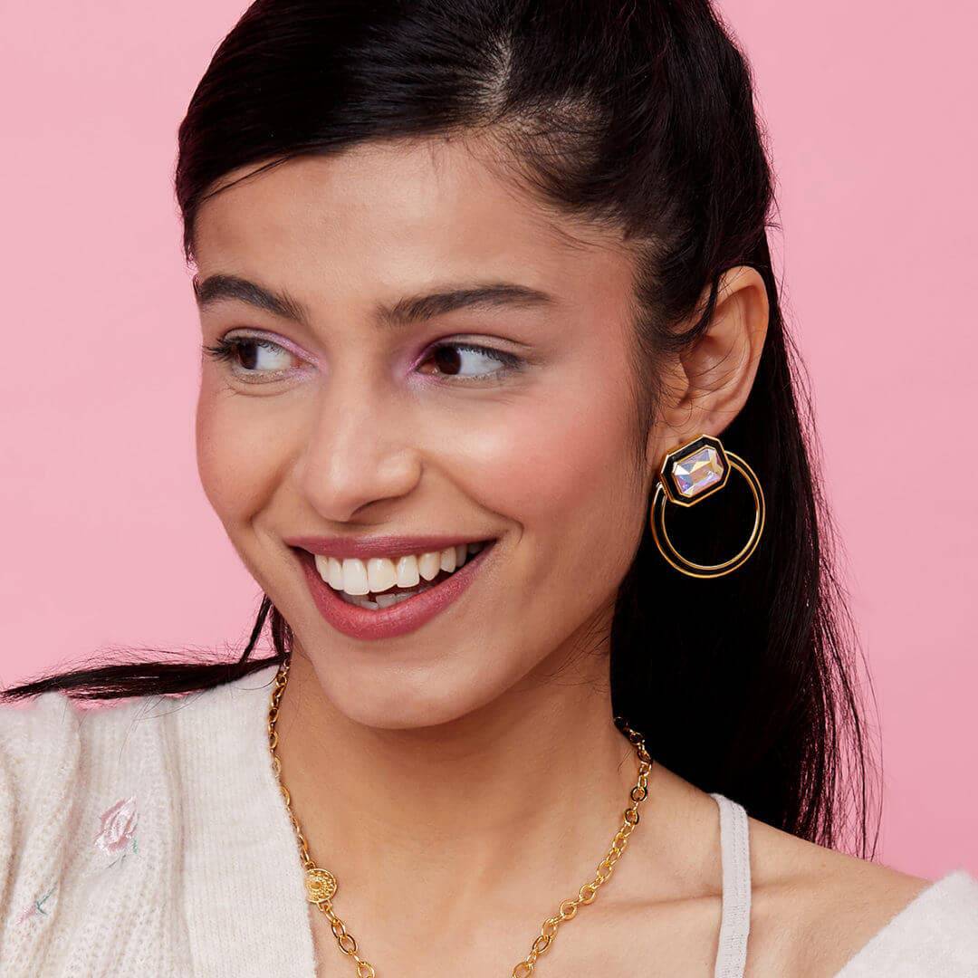 Meraki Black Enamel Studs - Isharya | Modern Indian Jewelry