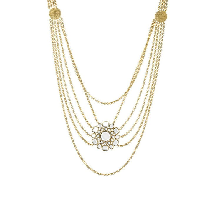 Mirror icon large cascading pendant gold - Isharya | Modern Indian Jewelry