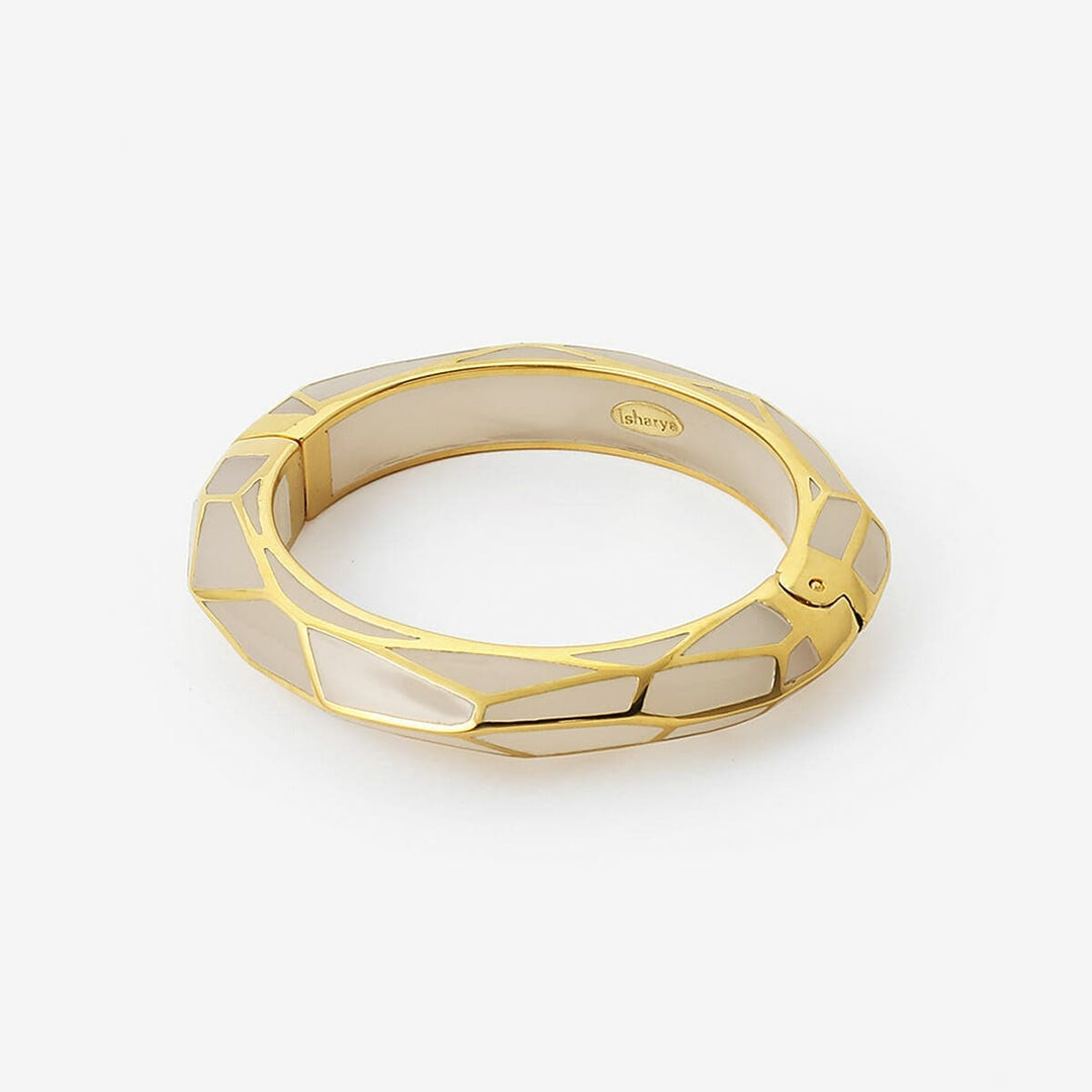 Nude Frost Louvre Hinge Resin Bangle - Isharya | Modern Indian Jewelry