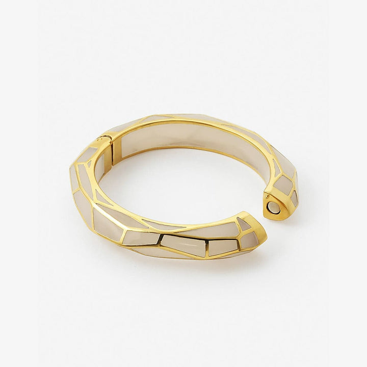 Nude Frost Louvre Hinge Resin Bangle - Isharya | Modern Indian Jewelry