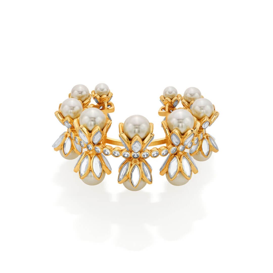 Pearl & Crystal Power Cuff - Isharya | Modern Indian Jewelry