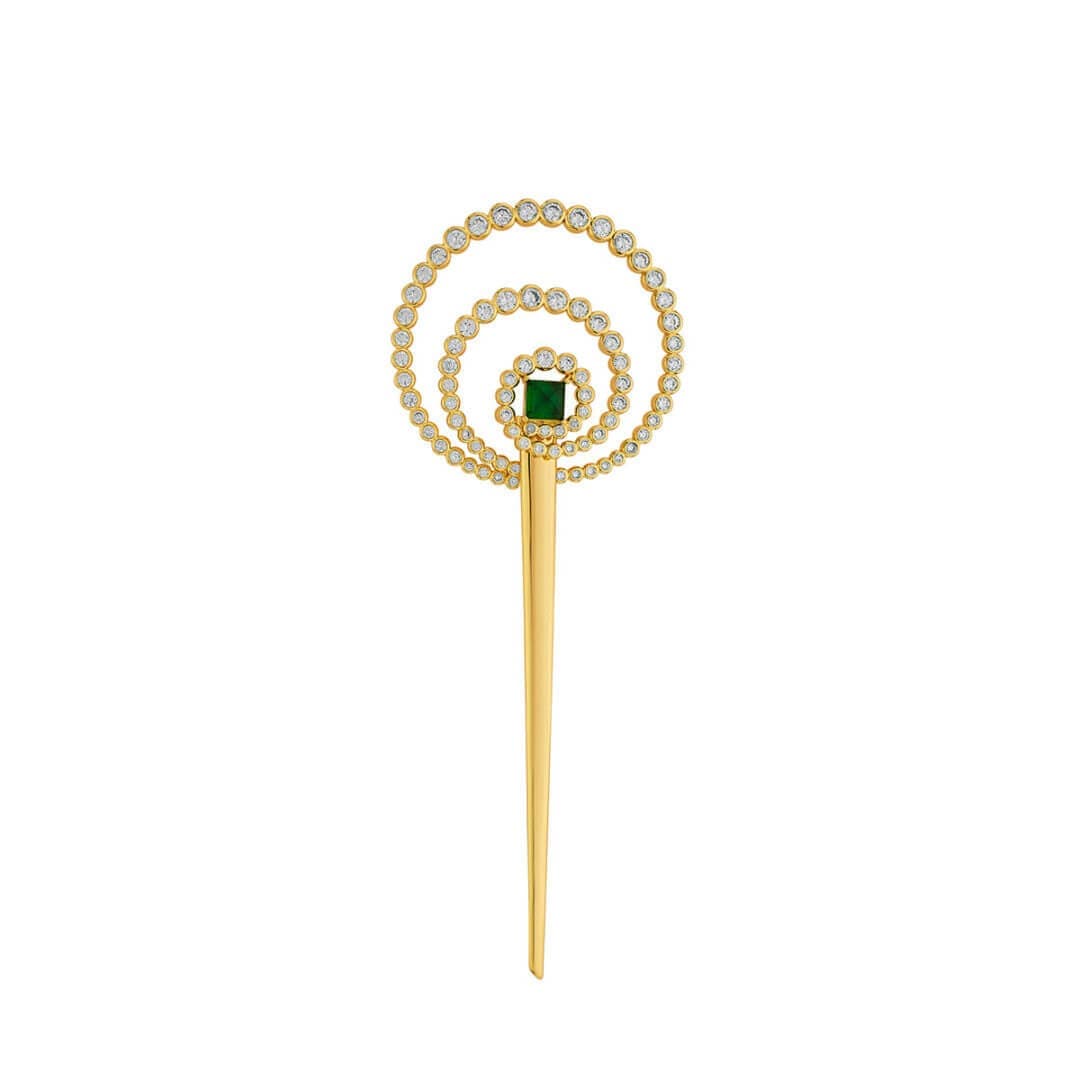 Raina Hydro Emerald & CZ Hair Bodkin - Isharya | Modern Indian Jewelry