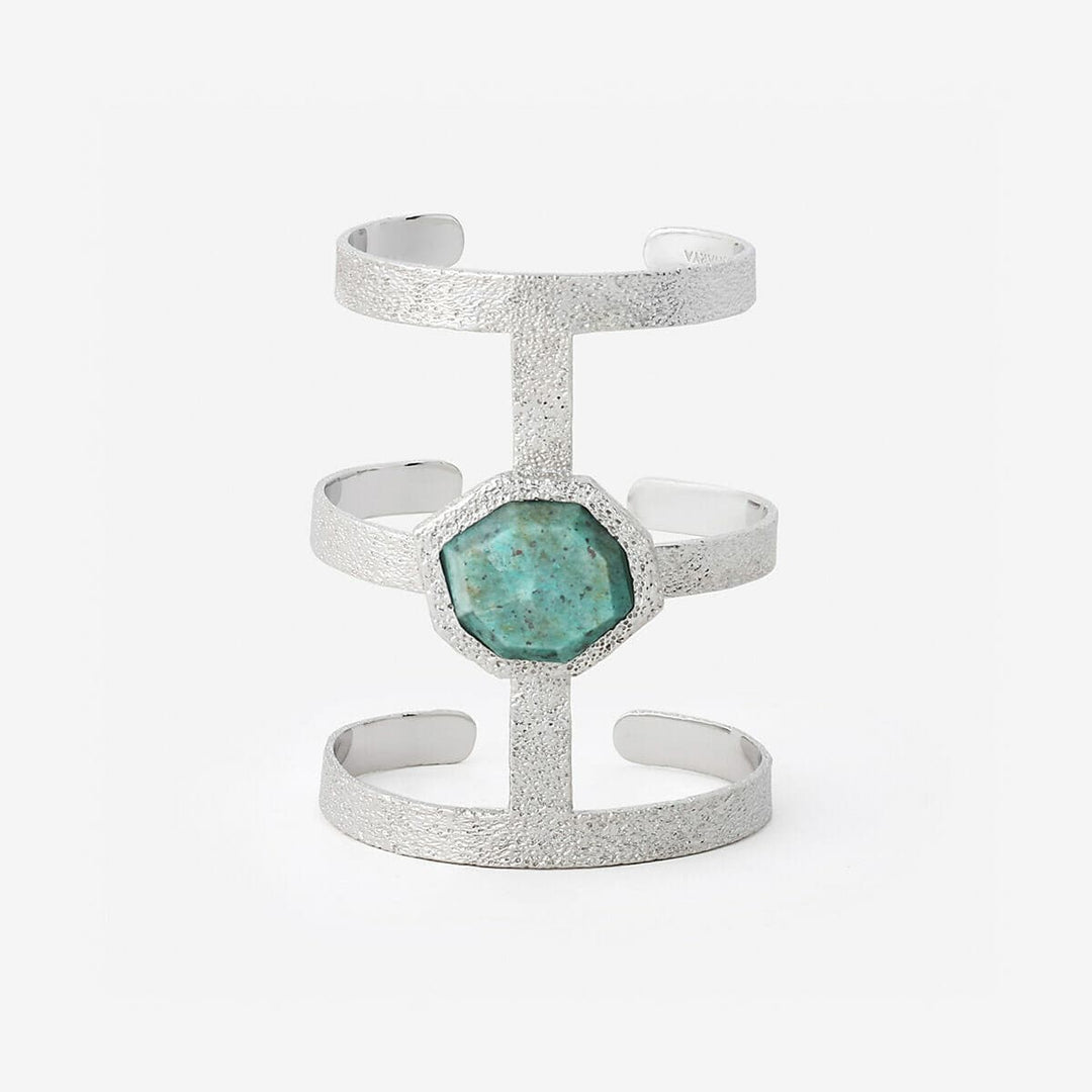 Silver Turquoise Goddess Power Cuff - Isharya | Modern Indian Jewelry