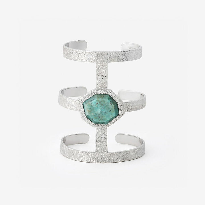 Silver Turquoise Goddess Power Cuff - Isharya | Modern Indian Jewelry