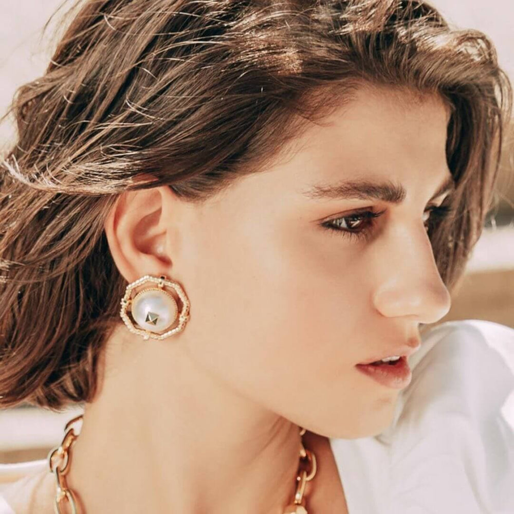 Yayoi Pearl Studs - Isharya | Modern Indian Jewelry