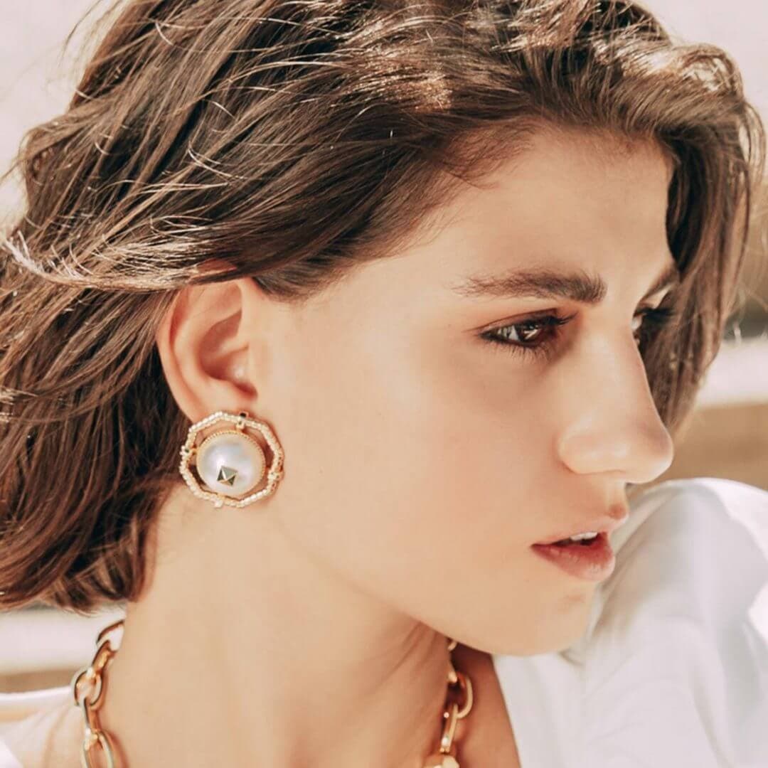 Yayoi Pearl Studs - Isharya | Modern Indian Jewelry